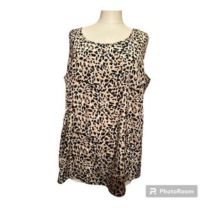 Faded Glory womens 1x 100% polyester brown black animal print sleeveless top